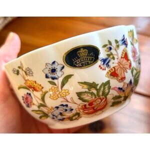 Aynsley Cottage Garden Bone China Bowl Butterfly Floral Scalloped England